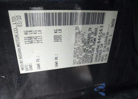 2010 Nissan Maxima 3.5 S из США, поврежденный, VIN 1N4AA5AP9AC846563